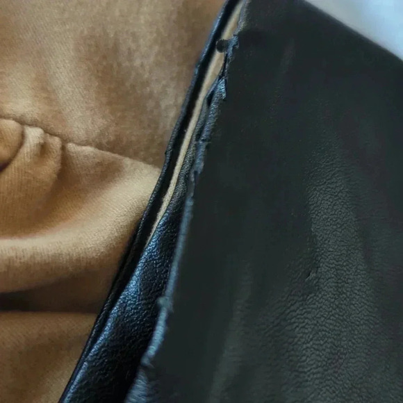 Zara Tan Fabric and Faux Black Leather Shift Dress - Picture 8 of 8